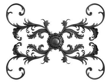 Siyah beyaz bir arka plan üzerinde süs. İzole. 3D çizim