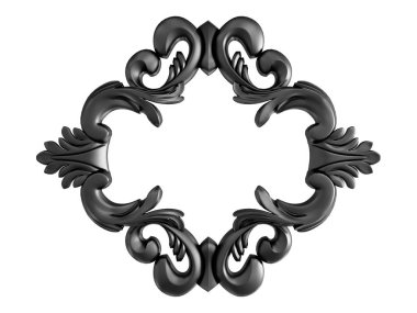 Siyah beyaz bir arka plan üzerinde süs. İzole. 3D çizim