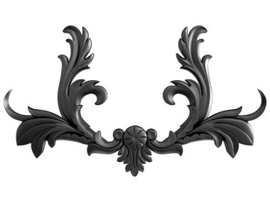 Siyah beyaz bir arka plan üzerinde süs. İzole. 3D çizim