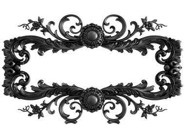 Siyah beyaz bir arka plan üzerinde süs. İzole. 3D çizim