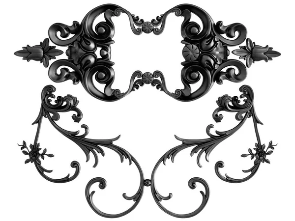 Siyah beyaz bir arka plan üzerinde süs. İzole. 3D çizim