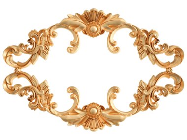 Beyaz zemin üzerine altın süs. İzole. 3D çizim