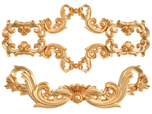 Ornamento Oro Sfondo Bianco Isolato Illustrazione — Foto Stock