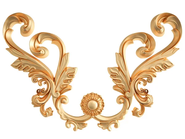 Ornamento Oro Sfondo Bianco Isolato Illustrazione — Foto Stock