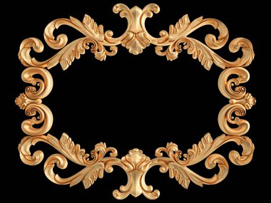 Siyah bir zemin üzerine altın süs. İzole