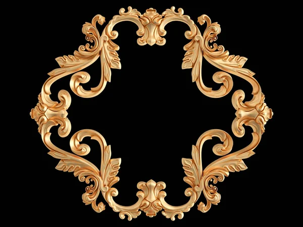 Ornamento Oro Sfondo Nero Isolato Illustrazione — Foto Stock