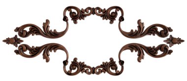 Ahşap süsleme beyaz zemin üzerinde. İzole. 3D çizim