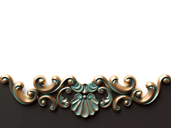 Vintage Bronzen Kaart Met Ornament Decoratie Illustratie — Stockfoto