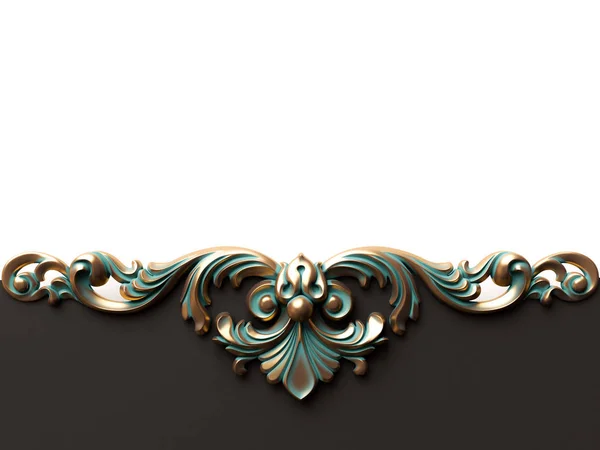Vintage Bronzen Kaart Met Ornament Decoratie Illustratie — Stockfoto