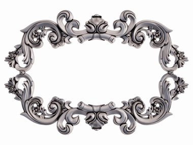 Beyaz bir arka plan üzerinde krom süsleme. İzole. 3D çizim