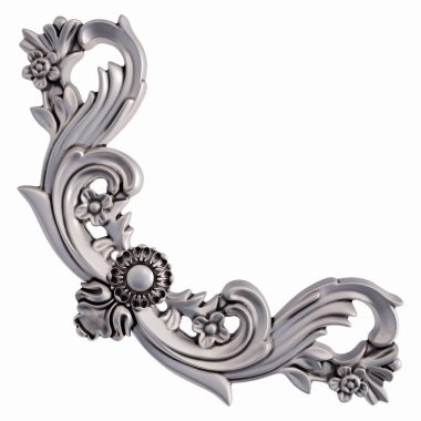 Beyaz bir arka plan üzerinde krom süsleme. İzole. 3D çizim