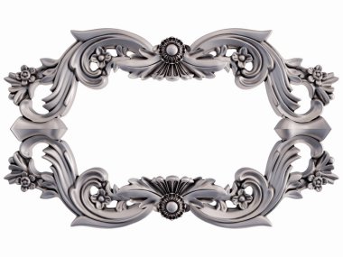 Beyaz bir arka plan üzerinde krom süsleme. İzole. 3D çizim