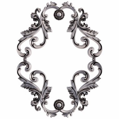 Beyaz bir arka plan üzerinde krom süsleme. İzole. 3D çizim