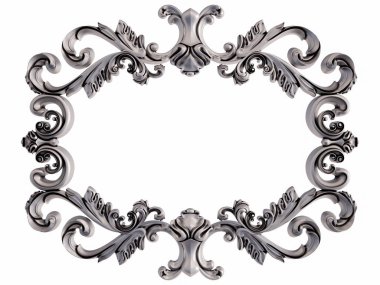 Beyaz bir arka plan üzerinde krom süsleme. İzole. 3D çizim