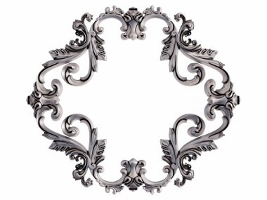 Beyaz bir arka plan üzerinde krom süsleme. İzole. 3D çizim