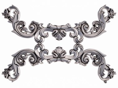 Beyaz bir arka plan üzerinde krom süsleme. İzole. 3D çizim