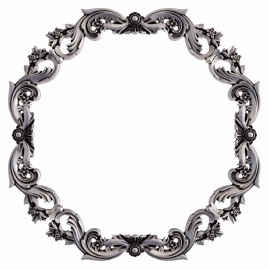 Beyaz bir arka plan üzerinde krom süsleme. İzole. 3D çizim