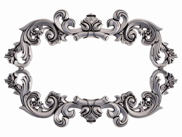 Beyaz bir arka plan üzerinde krom süsleme. İzole. 3D çizim