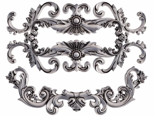 Ornamento Cromato Sfondo Bianco Isolato Illustrazione — Foto Stock