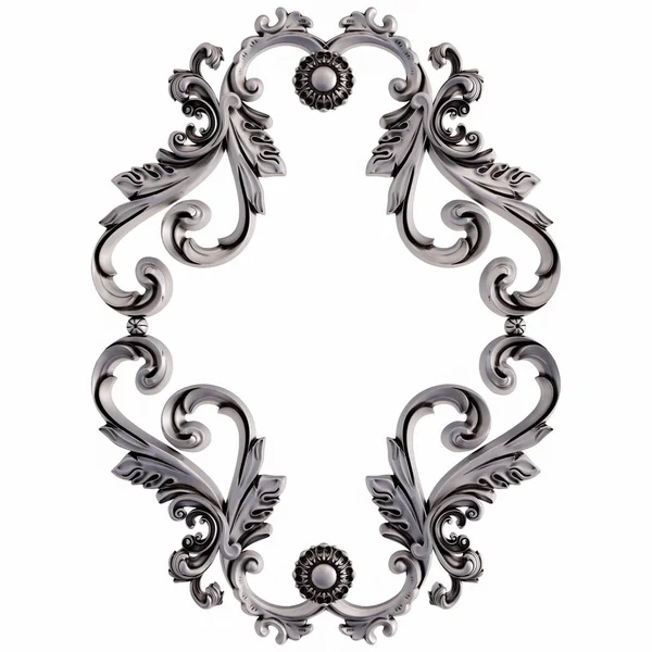 Beyaz bir arka plan üzerinde krom süsleme. İzole. 3D çizim
