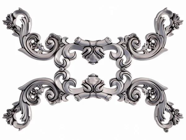 Beyaz bir arka plan üzerinde krom süsleme. İzole. 3D çizim