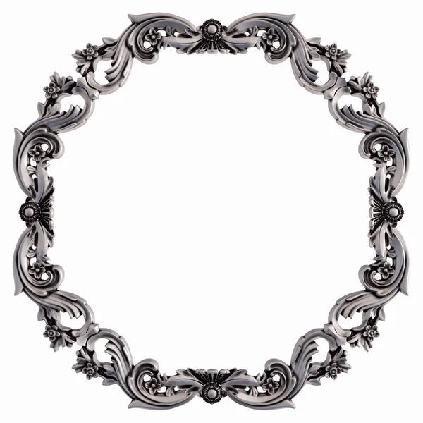 Beyaz bir arka plan üzerinde krom süsleme. İzole. 3D çizim