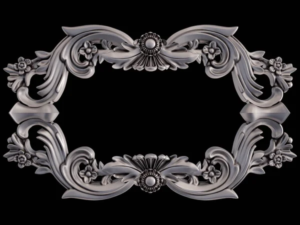 Chrome Ornament Black Background Isolated Illustration — Stock Photo, Image