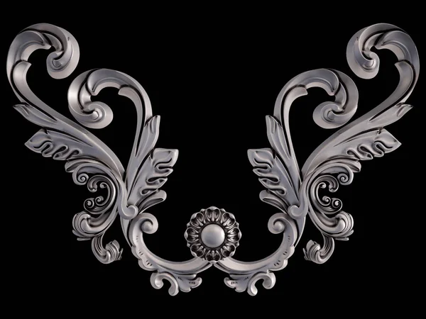 Ornamento Cromato Sfondo Nero Isolato Illustrazione — Foto Stock