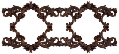 Ahşap süsleme beyaz zemin üzerinde. İzole. 3D çizim