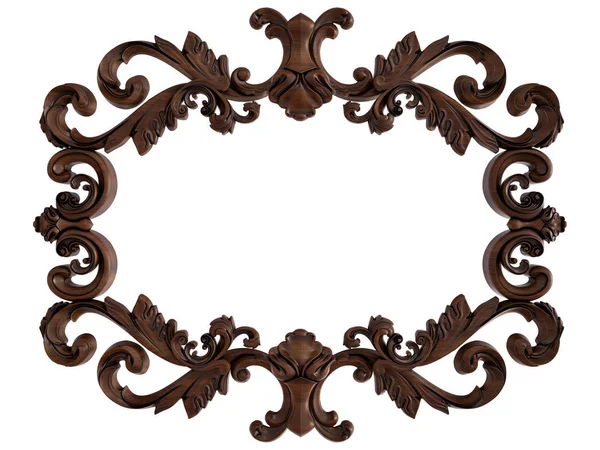 Ornamento Legno Sfondo Bianco Isolato Illustrazione — Foto Stock