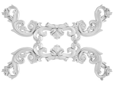 Beyaz beyaz bir arka plan üzerinde süs. İzole. 3D çizim