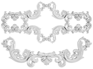 Beyaz beyaz bir arka plan üzerinde süs. İzole. 3D çizim