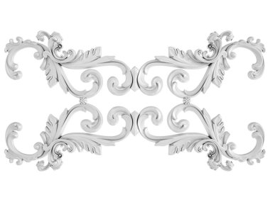 Beyaz beyaz bir arka plan üzerinde süs. İzole. 3D çizim