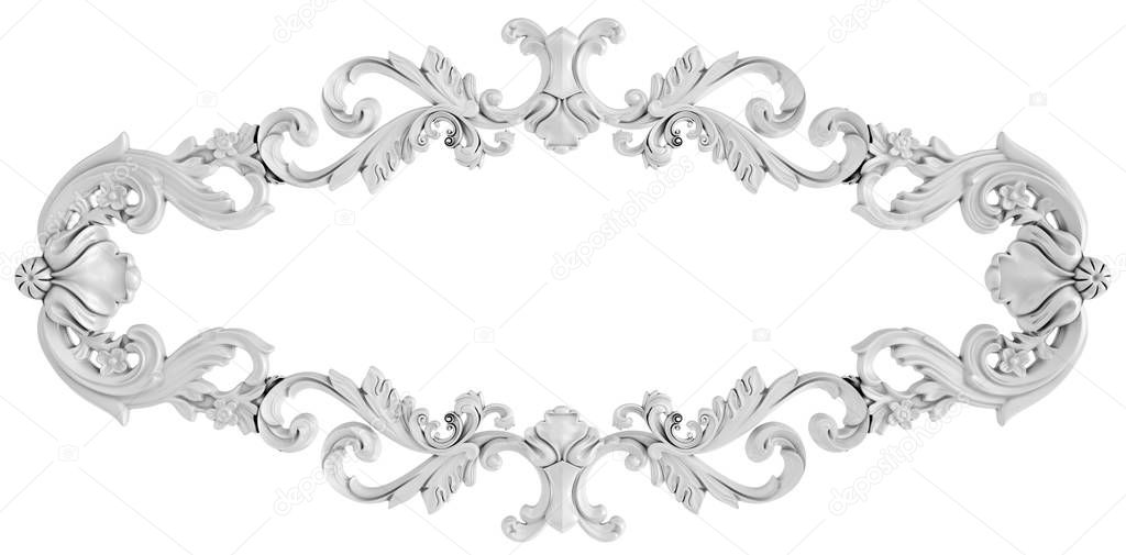 White ornament on a white background. Isolated. 3D illustration