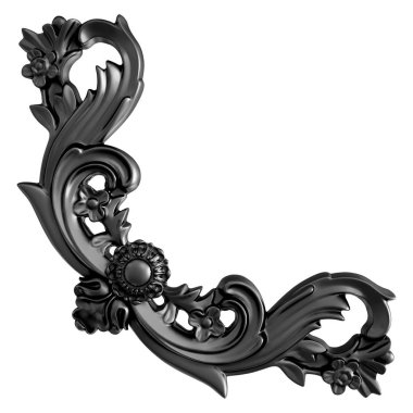 Siyah beyaz bir arka plan üzerinde süs. İzole. 3D çizim