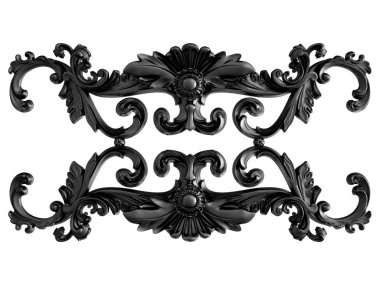 Siyah beyaz bir arka plan üzerinde süs. İzole. 3D çizim