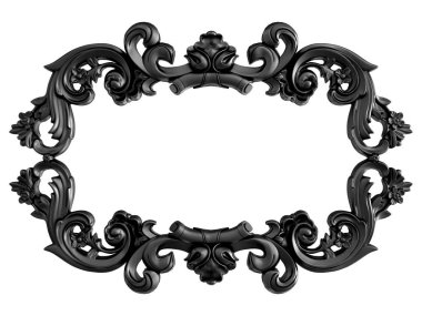 Siyah beyaz bir arka plan üzerinde süs. İzole. 3D çizim