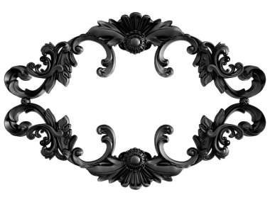 Siyah beyaz bir arka plan üzerinde süs. İzole. 3D çizim