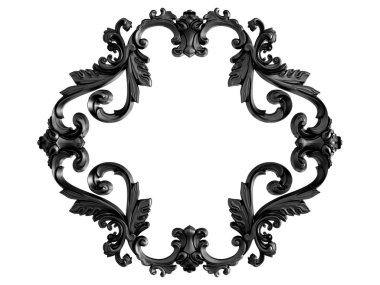 Siyah beyaz bir arka plan üzerinde süs. İzole. 3D çizim