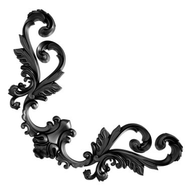 Siyah beyaz bir arka plan üzerinde süs. İzole. 3D çizim