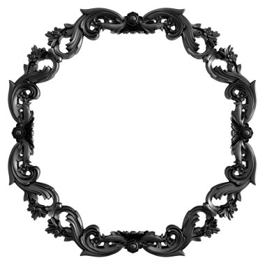 Siyah beyaz bir arka plan üzerinde süs. İzole. 3D çizim