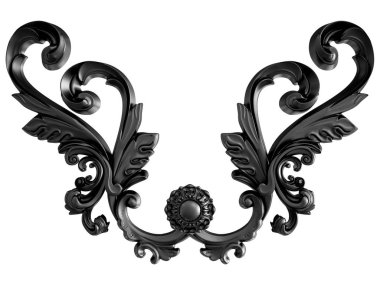 Siyah beyaz bir arka plan üzerinde süs. İzole. 3D çizim