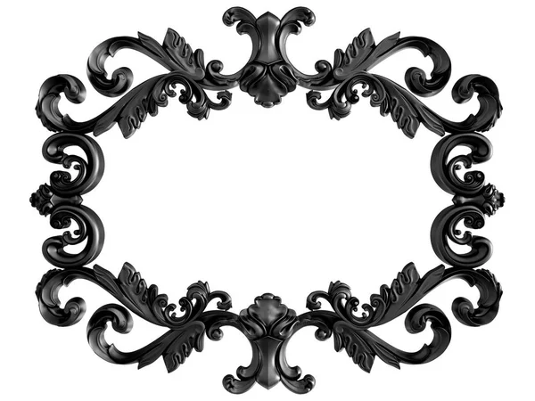 Schwarzes Ornament Auf Weißem Hintergrund Vereinzelt Illustration — Stockfoto