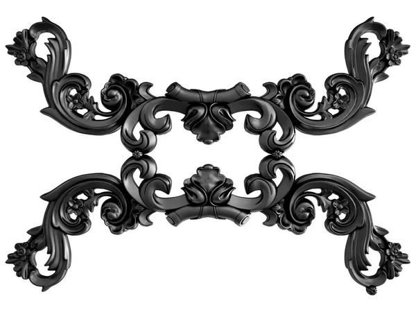 Ornamento Nero Sfondo Bianco Isolato Illustrazione — Foto Stock