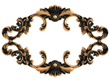 Beyaz bir arka plan üzerinde bronz süs. İzole. 3D çizim