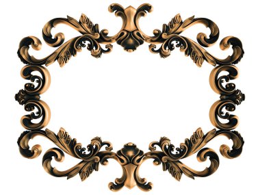 Beyaz bir arka plan üzerinde bronz süs. İzole. 3D çizim