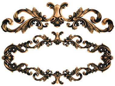 Beyaz bir arka plan üzerinde bronz süs. İzole. 3D çizim