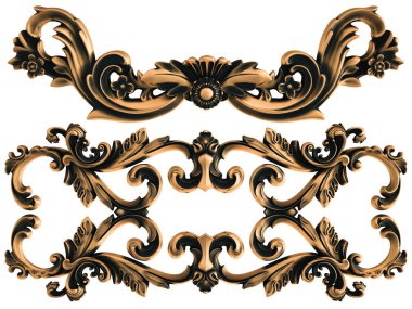 Beyaz bir arka plan üzerinde bronz süs. İzole. 3D çizim