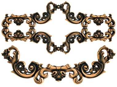 Beyaz bir arka plan üzerinde bronz süs. İzole. 3D çizim