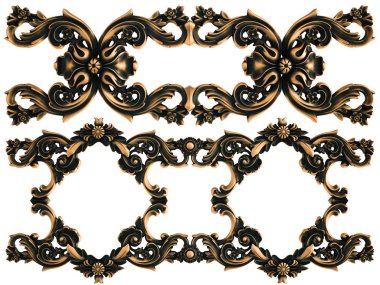 Beyaz bir arka plan üzerinde bronz süs. İzole. 3D çizim